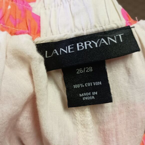 Lane Bryant Circle Skater Skirt 26/28 Neon Pink Pull On Pockets Midi Floral - Picture 7 of 7